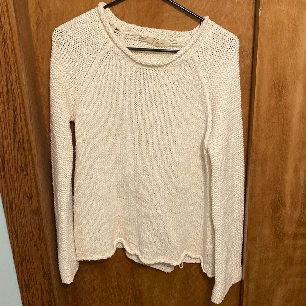 Cream Elan Open Back Pullover Sweater (Large)